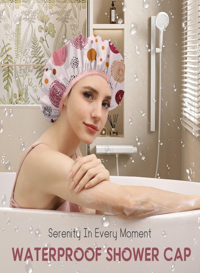 Years calm Luxury Shower Caps for Women Reusable Waterproof – Polka Dot Double Layer Bath Cap with Adjustable Elastic for Braids & Long Hair, Comfortable & Stylish, Versatile Use (Pink) - Image 3